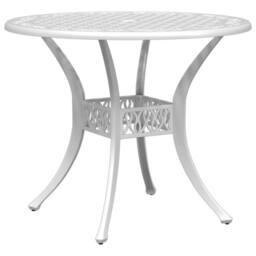 Berkfield Home Garden Table White √ò90x75 cm Cast Aluminium - Size: 90x75 cm - thumbnail 2