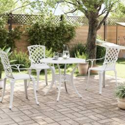 Berkfield Home Garden Table White √ò90x75 cm Cast Aluminium - Size: 90x75 cm - thumbnail 3