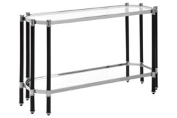 Orsina Contemporary Design Silver Metal Console table With Black Legs, Luxe Design Sofa Table For Drawing Room - thumbnail 2