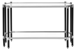 Orsina Contemporary Design Silver Metal Console table With Black Legs, Luxe Design Sofa Table For Drawing Room