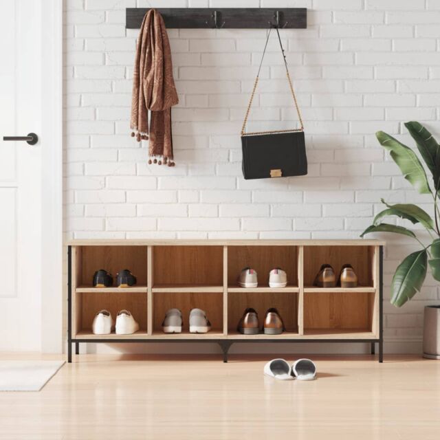 Berkfield Home Shoe Cabinet Sonoma Oak 131x35x50 cm Engineered Wood in Brown - Size: 131 x 35 x 50 cm - image 1
