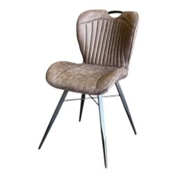 Jaipur Furniture Ltd Mala Dining Fabric Chair with Metal Legs (Set of 2) - Brown/Black - Assembly Required in Brown - thumbnail 2