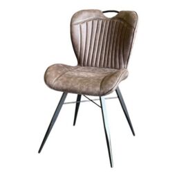 Jaipur Furniture Ltd Mala Dining Fabric Chair with Metal Legs (Set of 2) - Brown/Black - Assembly Required in Brown