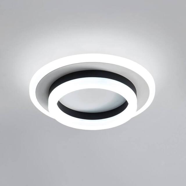 Goeco Modern LED Ceiling Light, 24 W, 2700LM 20cm, Round Ceiling Light in Black - image 1