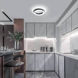 Goeco Modern LED Ceiling Light, 24 W, 2700LM 20cm, Round Ceiling Light in Black - thumbnail 2