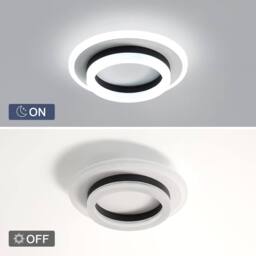 Goeco Modern LED Ceiling Light, 24 W, 2700LM 20cm, Round Ceiling Light in Black - thumbnail 8