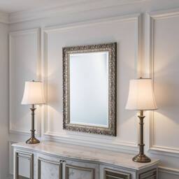 Yearn Mirrors Carved Framed Bevelled Mirror Silver 130.5x77cm - Size: 130.5x77 cm - thumbnail 2