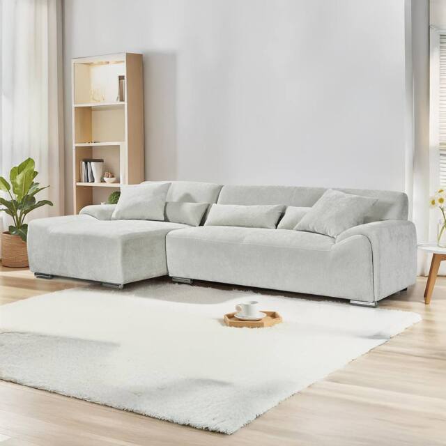 Furnishings For Less UK Monza L Shaped Chenille Fabric Beige 4 Seater Corner Sofa Left Hand - image 1