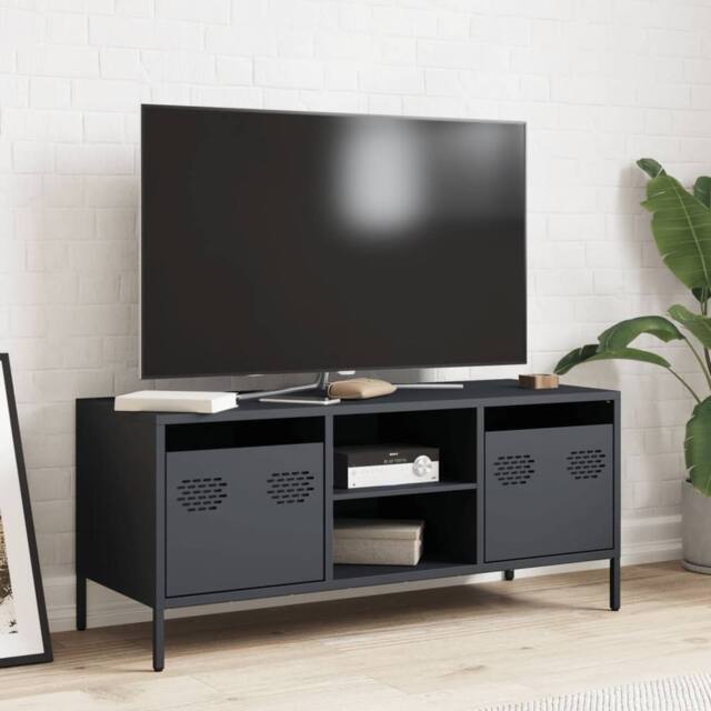 Berkfield Home TV Cabinet Anthracite 101.5x39x43.5 cm Cold-rolled Steel in Charcoal - image 1