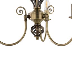 First Choice Lighting Set of 2 Barley Twist - Antique Brass 3 Light Pendants in Gold - thumbnail 5