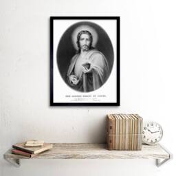 "Artery8 Painting Allegory Message Jesus Sacred Heart 12x16"" Framed Art Print in Grey - Size: W12"" x H16""" - thumbnail 2