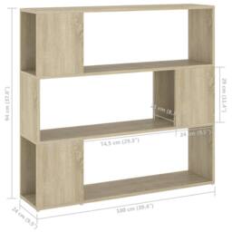 Berkfield Home Classic Book Cabinet Room Divider Sonoma Oak 100x24x94 cm in Brown - Size: 100 x 24 x 94 cm - thumbnail 7