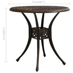 Berkfield Home Garden Table Bronze 78x78x72 cm Cast Aluminium in Brown - Size: 78 x 78 x 72 cm - thumbnail 6