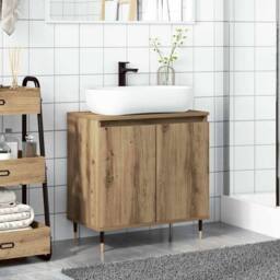Berkfield Home Bathroom Cabinet Artisan Oak 58x33x60 cm Engineered Wood in Brown - Size: 58 x 33 x 60 cm - thumbnail 3