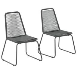 Berkfield Home Outdoor Chairs 2 pcs Poly Rattan Black - thumbnail 2