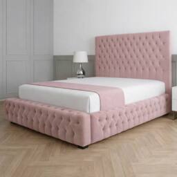 Living Comfort Bedz Countess Upholstered Gas Lift Storage Bed with 48 Inch Headboard in Pink - Size: King - thumbnail 1