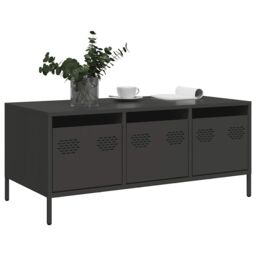 Berkfield Home Coffee Table Black 101.5x50x43.5 cm Cold-rolled Steel - thumbnail 3