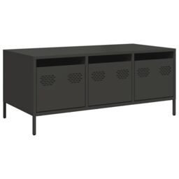 Berkfield Home Coffee Table Black 101.5x50x43.5 cm Cold-rolled Steel - thumbnail 2