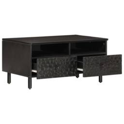 Berkfield Home Beautiful Coffee Table Black 80x54x40 cm Solid Wood Mango - Size: 80 x 54 x 40 cm - thumbnail 4
