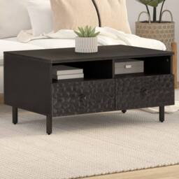 Berkfield Home Beautiful Coffee Table Black 80x54x40 cm Solid Wood Mango - Size: 80 x 54 x 40 cm - thumbnail 2