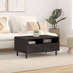 Berkfield Home Beautiful Coffee Table Black 80x54x40 cm Solid Wood Mango - Size: 80 x 54 x 40 cm - thumbnail 1