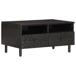Berkfield Home Beautiful Coffee Table Black 80x54x40 cm Solid Wood Mango - Size: 80 x 54 x 40 cm - thumbnail 3