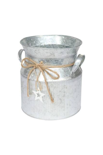 KDMD Zinc Milk Churn with Vertical Ribs & Jute Bow in Silver - image 1