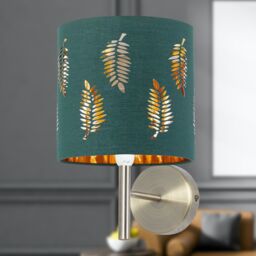 First Choice Lighting Brea - Antique Brass Wall Light with Dark Green Fern Shade in Gold - thumbnail 3