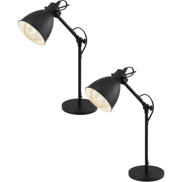 Loops 2 PACK Adjustable Table Lamp Desk Light Black & White Steel Shade 1x 40W E27 - image 1