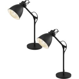 Loops 2 PACK Adjustable Table Lamp Desk Light Black & White Steel Shade 1x 40W E27
