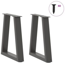 Berkfield Home Dining Table Legs V-Shape 2 pcs Anthracite 28x(42-43.3) cm Steel in Black - thumbnail 3