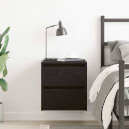 Berkfield Home Durable Wall-mounted Bedside Cabinet Black Oak 38x34x40 cm - Size: 38 x 34 x 40 cm - thumbnail 1