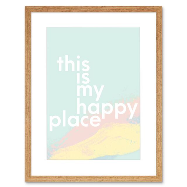 "Artery8 Wall Art Print This is My Happy Place Framed in Beige - Size: W7"" x H9""" - image 1