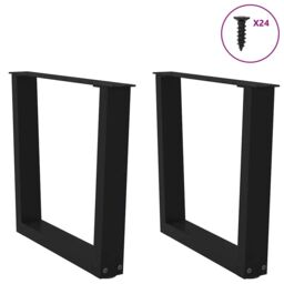Berkfield Home Dining Table Legs V-Shape 2 pcs Black 50x(42-43.3) cm Steel - thumbnail 5