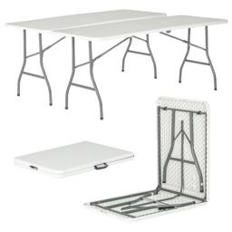 Harbour Housewares Folding Camping Picnic Tables - 180cm (6ft) - Pack of 2 in White - thumbnail 1
