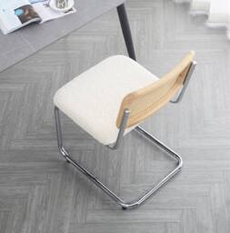 Nordlys Set of 2 Industrial Metal Cane Rattan Dining Chairs in White - thumbnail 6