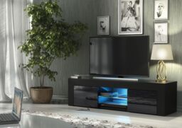 Creative Furniture Loom TV Unit 130cm - A Minimalist & Sophisticated Cabinet with Gloss Doors & LED Lights in Black - thumbnail 2