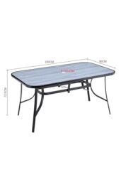 Garden Sanctuary Tempered Glass Wood Grain Garden Dining Table in Grey - Size: Large - thumbnail 6