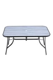 Garden Sanctuary Tempered Glass Wood Grain Garden Dining Table in Grey - Size: Large - thumbnail 3
