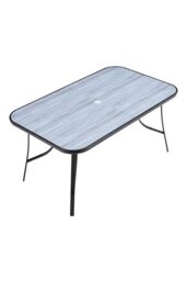 Garden Sanctuary Tempered Glass Wood Grain Garden Dining Table in Grey - Size: Large - thumbnail 4