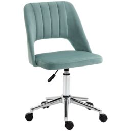 VINSETTO Swivel Office Chair Velvet Fabric Scallop Shape Computer Desk Chair in Green - thumbnail 2