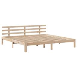 Berkfield Home Beautiful Bed Frame with Headboard without Mattress 180x200 cm Su in Natural - Size: Super King - thumbnail 5