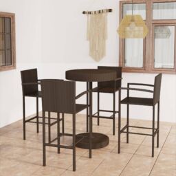 Berkfield Home 5 Piece Garden Bar Set Poly Rattan Brown