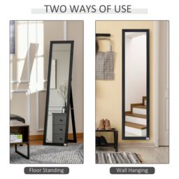 HOMCOM Full Length Mirror Free Standing or Wall-Mounted Tall Mirror Black - thumbnail 5
