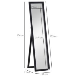 HOMCOM Full Length Mirror Free Standing or Wall-Mounted Tall Mirror Black - thumbnail 3