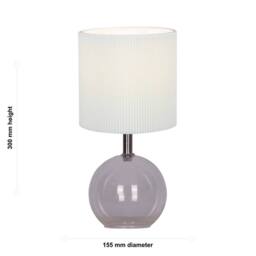 First Choice Lighting Set of 2 Buck - Clear Glass Table Lamps with White Pleated Shade - thumbnail 3