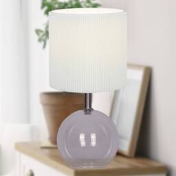 First Choice Lighting Set of 2 Buck - Clear Glass Table Lamps with White Pleated Shade - thumbnail 4