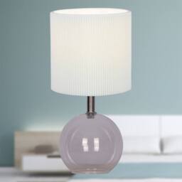 First Choice Lighting Set of 2 Buck - Clear Glass Table Lamps with White Pleated Shade - thumbnail 5