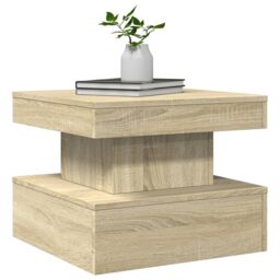 Berkfield Home Coffee Table with LED Lights Sonoma Oak 50x50x40 cm in Brown - Size: 50 x 50 x 40 cm - thumbnail 6