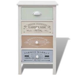 Berkfield Home French Storage Cabinet 4 Drawers Wood in White - thumbnail 3